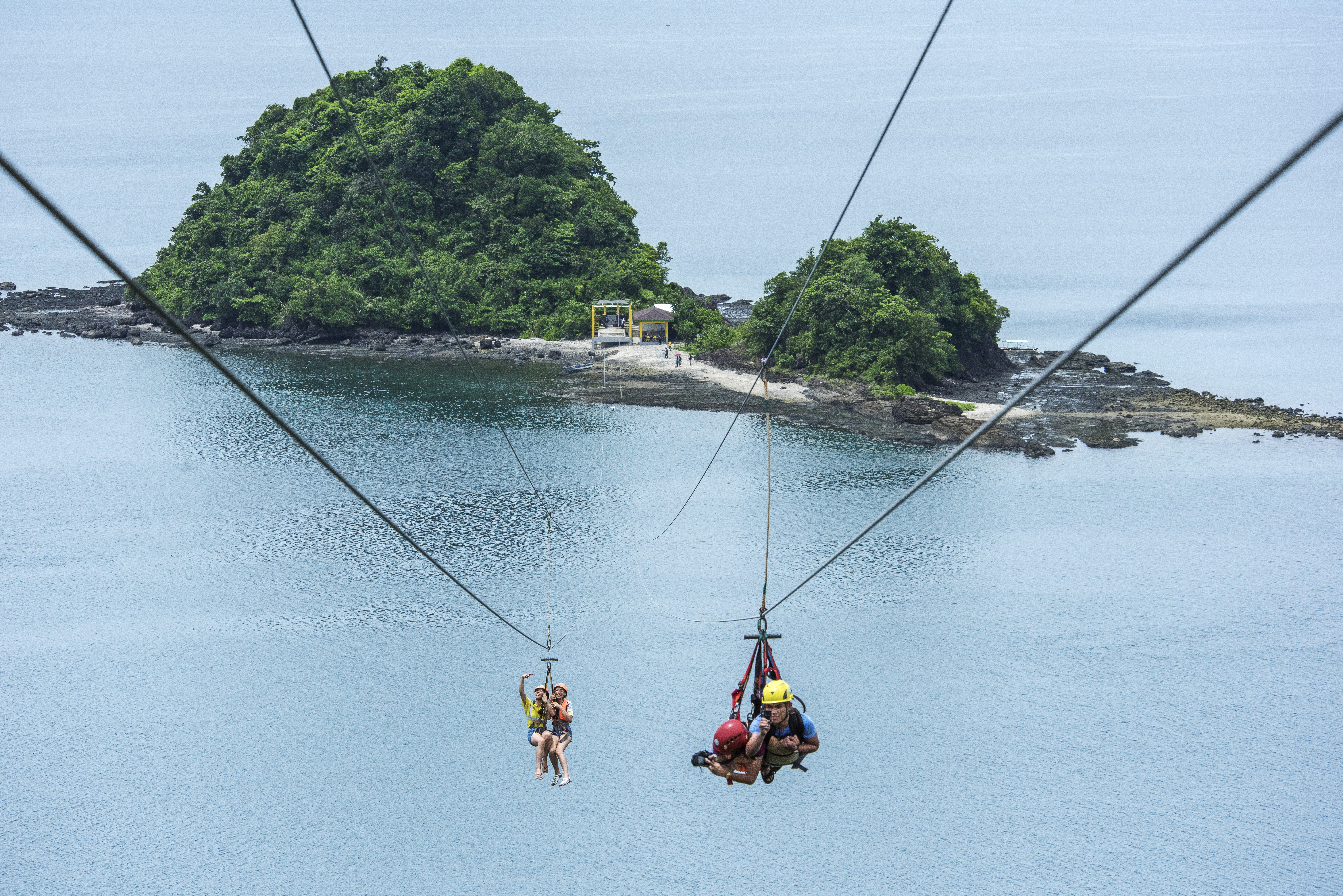 Zipline adventure — soaring above Samar's lush jungle canopy on a high-speed zipline